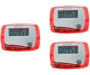 3Pcs Red Portable Counter Mini Digital LCD Pedometer Sports Walking Running Step Counter Meter Walking Distance Miles,Exercise Time, Calorie Counter, Daily Target Monitor
