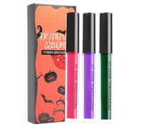 3Pcs Red, purple, green Liquid Lipstick Set for Halloween Cosplay Party Christmas- Gothic Lipstick/Black Lip Stain/High Pigment Velvet Lip Gloss Lip Stick Makeup (Set B)