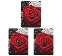3PCS Red Roses Car Air Freshener Hanging Scented Cards Cute Black Car Fresheners Long Lasting New Cars Scents for Women Men Natural Air Freshener with Lanyard Automotive Freshies