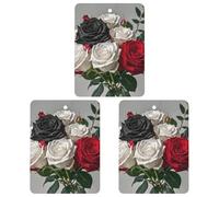 3PCS Red Roses Car Air Freshener Hanging Scented Cards Cute Gray Car Fresheners Long Lasting New Cars Scents for Women Men Natural Air Freshener with Lanyard Automotive Freshies