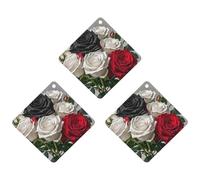 3PCS Red Roses Car Air Freshener Hanging Scented Cards Cute Gray Car Fresheners Long Lasting New Cars Scents for Women Men Natural Air Freshener with Lanyard Automotive Freshies