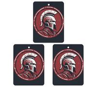3PCS Red Spartan Helmet Car Air Freshener Hanging Scented Cards Cute Black Car Fresheners Long Lasting New Cars Scents for Women Men Natural Air Freshener with Lanyard Automotive Freshies