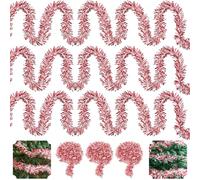 3PCs Red/White Shiny Foil Garland Tinsels, Thick and Thin Xmas Ceiling Hanging Decorations, New Year Party, Birthday Halloween, Christmas Tree Decorations - Total 6M