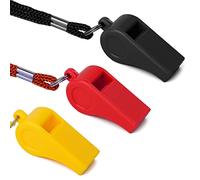 3pcs REF Plastic Whistle with Lanyard, Sport Whistle Hiking Acme Whistle Coach in Training Survival Emergency Sports for Referee Teacher Rave Tornado Dog Training (Black Red Yellow)