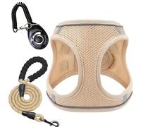 3Pcs Reflective Dog Harness and Leash Set, Step-in Adjustable Pet Vest Harness with Training Clicker No Pull Breathable Puppy Harnesses for Small Medium Dogs Cats