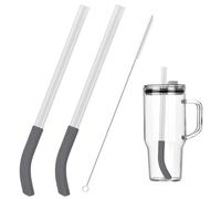 3Pcs Replacement Blender Straw for Ninja Boss Tumbler Blend, Reusable Glass Straws with Cleaning Brush for Ninja BlendBOSS Personal Smoothie Cup, Compatible with Travel Tumbler Accessories