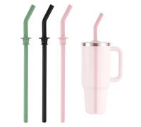 3pcs Replacement Straws for Hydro Flask Travel Tumbler 40oz, BPA Free Reusable Silicone Tumbler Straws for Hydro Flask Water Bottle Accessories (Black, Pink and Green)
