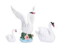 3PCS Resin Swan Garden Decor High Simulation Lawn Courtyard Animal Ornament for Outdoor Indoor Landscape Decoration Durable Material Vibrant Colors Family Set