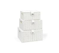 3Pcs Resin Woven Baskets With Lid & Lock