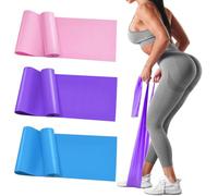 3Pcs Resistance Bands Set - Fitness Exercise Bands, Elastic Bands, Pilates Bands with 3 Resistance Levels, Long Stretch Bands for Yoga, Pilates, Stretching, Strength Training (Pink, Purple, Blue)