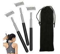 3PCS Retractable Back Scratcher Portable Extendable Stainless Steel Massager Scratch Tool with Storage Pouch for Men Women Comfortable Grip -Slip Long Service Life