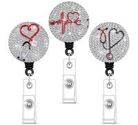 3Pcs Retractable Badge Holder with Metal Clip Employee Badge Holder Card Organiser for Nurse Doctor Teacher Office Staff Metal Card Holder