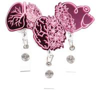 3pcs Retractable Badge Reel Holder for Nurses and Cards Accessory Pink