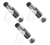 3pcs Retractable Refillable Powder Brush, Black Plastic | Press-type Bottle, Rotary Locking Cap, Soft High-Density Bristles, One-Handed Application for Commuters, Office Workers,