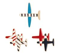 3PCS Retro Airplane Brooches Set,Enamel Aircraft Lapel Pins with Gold Plated Edge Vintage Flight Themed Pin Airplane Badges for Jackets Bags Hats Backpcak Accessories Travel Lovers Gift