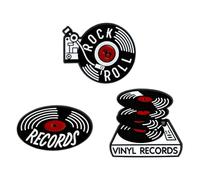 3PCS Retro Vinyl Record Brooch Set,Enamel Phonograph Record Brooch Pin Rock & Roll Music Player Badges Black Music Lapel Pins Jackets Backpacks Hats Decoration Gift for DJ Rock Band Lovers