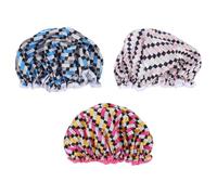 3pcs Reusable Double Layer Waterproof Shower Cap Set for Hair Care | Polyester Bath Cover, Three-piece Assorted Pack, Facial Cleansing and Makeup Removal, Easy to Use