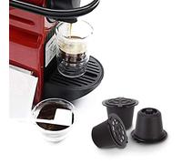 3Pcs Reusable Espresso Capsules, Refillable Coffee Capsule Filter Set with 1 Spoon, 1 Brush, Coffee Pod Filter Cup Compatible with Nespresso (Black)
