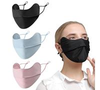 3Pcs reusable face mask made from ice silk cooling material, blocks 98% of UVA/UVB rays, perfect for outdoor activities and motorcycle riding, designed for women, as a UV face shield and UV face mask