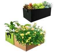 3Pcs Reusable Large Plant Grow Bags, Rectangular Nonwoven Fabric Breathable Grow Bags with Straps Handles, Vegetable Planters Outdoor, Tomato Planter for Tomatoes Flowers Vegetables