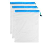 3PCS Reusable Mesh Produce Bags,Eco Friendly Net Bags for Vegetables,Washable See-Through Mesh Bag with Drawstring for Fruits, Vegetable, Food, Toys, Grocery Storage (L-43 * 31cm)