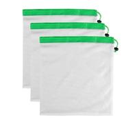 3PCS Reusable Mesh Produce Bags,Eco Friendly Net Bags for Vegetables,Washable See-Through Mesh Bag with Drawstring for Fruits, Vegetable, Food, Toys, Grocery Storage (M-33 * 31cm)