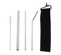3Pcs Reusable Stainless Steel Straws with Bag & Cleaning Brush, Metal Large Wide Straw for Milkshake Milk Tea Bubble Tea Smoothie Tapioca Pearl Jumbo Drinks Cocktail Short Straw Angled Tips Straws