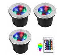 3PCS RGB LED Pool Spotlight - Submersible Fountain Light with Remote Control, IP68 Waterproof Outdoor Recessed Spotlight, Stainless Steel Garden Spotlights, Suitable for Pond, Pool, Terrace