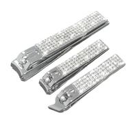 3Pcs Rhinestone Nail Clipper Set Stainless Steel Nail Care Tools Anti-Splash Design for Home and Travel Mini Fingernail and Toenail Clippers for Women and Men