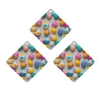 3Pcs Rhombus Easter Eggs Printed Hanging Fragrance Scented Cards Air Fresheners Aromatherapy Tablets for Car Bedroom Wardrobe Shoe Cabinet Travel