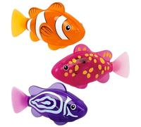 3Pcs Robo Fish, Electrodynamic Induction Swimming Robot Fish for Cats, Cat Interactive Pet Swimming Bath (Purple+Pink+Yellow)