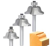 3Pcs Roman Ogee Router Bit Set,1/4" Shank,Bearing Guided Decorative Edge Bits Double Radius 5/32",3/16",7/32" Edging Cutter for Wood Profiling,Routing,Molding