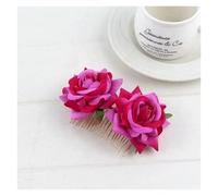3PCS Romantic Fancy Double Silk Artificial Rose Flower Hair Comb Purple Red Clip For Party Wedding(PL)