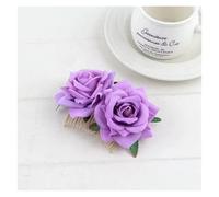 3PCS Romantic Fancy Double Silk Artificial Rose Flower Hair Comb Purple Red Hair Clip(LPL)
