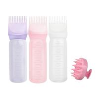 3pcs Root Comb Applicator Bottle with 1pc Scalp Massage Brush, Massage Comb, Hair Coloring Brush Bottle with Graduation, Hair Coloring Set, Salon Tools