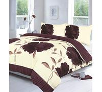 3PCs ROSALEEN CHOCOLATE CREAM KING Duvet Quilt Cover with Pillow Cases Bedding Set ALL NEW