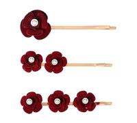 3pcs Rose Flower Hair Clips Silk Cloth Abs Zinc Alloy