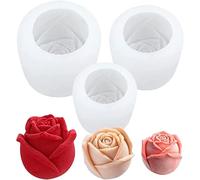 3Pcs Rose Flower Silicone Molds Set, 3D Rose Flower Silicone Molds,DIY Valentine's Day Silicone Mold,Soap Silicone Moulds for Cake Decoration Candle Baking Craft Chocolate Handmade Candy Making