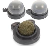 3pcs Rotatable Catnip Ball for Cats, Easy Licking Indoor Plaything | Plastic Animal Head Shape, Window or Furniture Adhesive Use, Mood Support, Stomach Hair Clearing, Catnip Lick