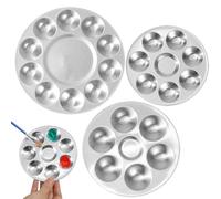 3PCS Round Aluminum Paint Palette Tray for Acrylic,Paint Mixing Palette, Empty Watercolour Palette，for Artists,Students Watercolor Acrylic and Oil DIY Craft Professional Art Painting