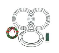 3pcs Round Metal Wire Circle Wreath Frame Form Hanger with Flexible Paddle Wire for Crafts,Christmas Wreaths Tree,Garland,Floral Flower Arrangements,New Year and Holidays Decor (Green, 8")