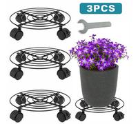 3Pcs Round Plant Pot Caddy Mover With Swivel Caster Wheels Trolley Dolly 27Cm