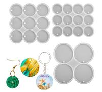 3pcs Round Silicone Keychain Mold Circle Template, 3 Sizes Resin Mould with Hole Silicone Earring Stencil Round Casting Stencil for Earrings Pendants Making