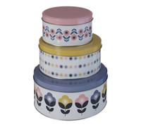 3pcs Round Storage Tin Joni Assorted Colours Stacking Metal Container Organisers