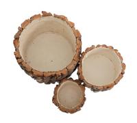 3pcs Rustic Tree Trunk Flower Vase Wooden Bucket with Removable Liner