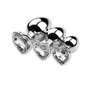 3PCS S/M/L Metal Anal Plug Butt Plug Sex Toy Butt Toy for Women Men Couples Gay Adult Game Masturbator Anal Diamond(AP01-SML-ZX-WH)