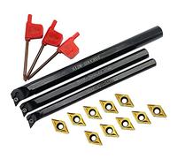 3PCS S08K/S10K/S12M- SDUCR07 95 Degree Internal Turning Boring Bar with 10pcs DCMT21.51 DCMT070204 Carbide Turning Inserts for Machining Steel Parts and Stainless Steel (Three Holder Set With Inserts)