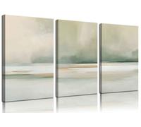 3Pcs Sage Green Canvas Wall Art Modern Neutral Abstract Wall Decor Pictures Minimalist Green Tan Posters Prints for Living Room Bedroom Home Decoration, 12x16in