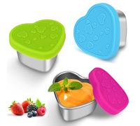 3Pcs Salad Dressing Pots To Go Small Food Container Sauce Pots Stack Snack Tubs Stainless Steel Condiment Cup Square Storage Containers with Silicone Lids 62Ml/2.1oz Bpa-Free for Lunch Bento Box