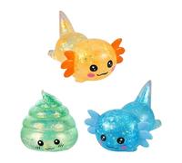 3Pcs Salamander Shit Squeeze Toy Stress Relief Glitter Stress Ball Sensory Toy Decompression Fidget Toy Party Favors